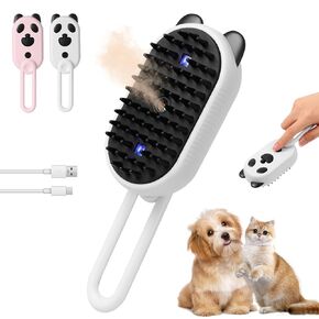 Pet Steam Groomer Brush, 2025 New 3 in 1 Cat Steam Brush for Massaging and Cleaning Shedding Pet Hair, Dog Steamy Brushes, Multifunctional Hair Removal Comb for Cats Dogs (pink)
