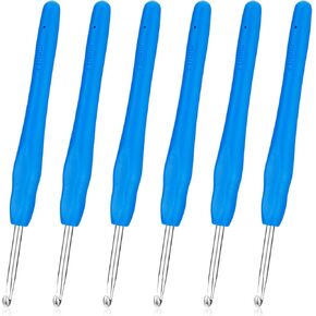 خطاف Wanmu 6pcs الكروشيه ، 4 مم مقبض ناعم مريح - خطاف الكروشيه الألومنيوم ، إبر حياكة طويلة إضافية للمبتدئين وهواة الكروشيه ذوي الخبرة