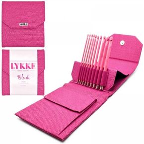 Lykke Blush 6 inch Crochet Hook Set in Magenta Basketweave Case