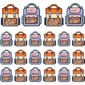 Lati Large Cartoon 24pcs حفلة عيد ميلاد يفضل حقائب Goodie - نمط هدية دائمة للبلاستيك مع مقابض لعلاجات الحلوى والأحداث