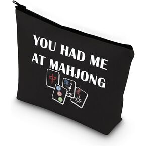 BDPWSS Funny Mahjong Makeup Bag Mahjong Lover Gift Mahjong Tiles Bag Mahjong Girl Cosmetic Bag Mahjong Board Game Storage Bag Mah Jongg Player Gift (Had at maj bl)