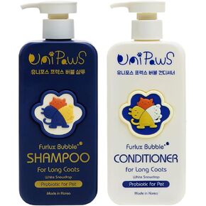Furlux Bubble Shampoo Conditioner Set for Long Hair Dogs,Korean Animal Medicine Certification,Both for Washing and Caring,Effectively Reduce Hair Loss,Help Strengthen Hair follicles.