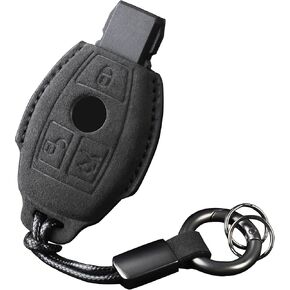 Key Fob Cover for Mercedes Benz A C E S Class AMG E260l C200l GLK CLA GLA GLC GLE CLS SLK Key case Smart Button Keys Case Protector Suede Black (Style A-Black)