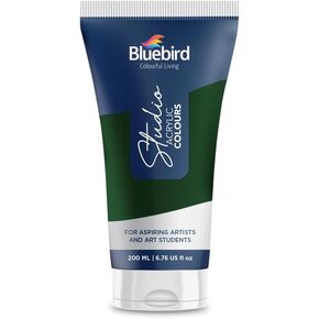 أنبوب طلاء أكريليك Bluebird Studio - Black 6.76 Fl Oz / 200ml - أصباغ غير سامة ، غنية للرسامين ، البالغين والأطفال ، مثالية للقماش والخشب والطين والسيراميك والمزيد