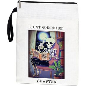 Gothic Book Covers for Paperbacks, Book Sleeve with Zipper, Book Lover Gifts,Washable Book Pouch with Pocket for Teen Adult, Just One More Chapter, 11 x 8.5 Inch - Just one More Chapter.