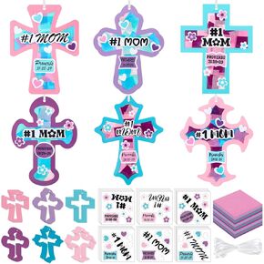 Tinlade 24 مجموعات عيد الأم الحرف #1 أمي الدينية Suncatcher Tissue Paper Craft Kit Diy Window Decor