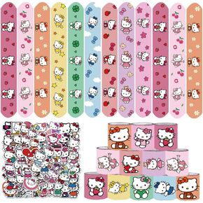 لوازم الحفلات Kitty ، أساور كيتي صفعة ، 86pcs الحفلات التي تحتوي على 36 أساور صفعة و 50 ملصقًا ، هدية عيد ميلاد رائعة للبنات ، Kawaii Goodie bag choustsers