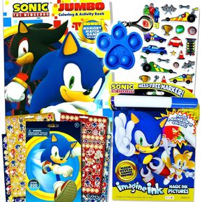 Sonic the Hedgehog Coloring Book مجموعة للأطفال الذين تتراوح أعمارهم بين 4-8 باقة مع كتاب التلوين الصوتي ، وسادة ملصقات الأنشطة والألعاب للأولاد