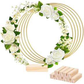 5 PCS Gold Metal Floral Hoop ، 11.8 بوصة طوق معدني كبير لحرف الزهور Macrame Gold Hoop لديكور الزفاف DIY