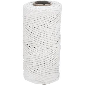Rebower Macrame Cord 4mm x 109 Yard ، Natural Cotton Macrame Rope Twisted Macrame Yarn [for Hools Wall Gall Hanging Knitting] - Cream White / 100M