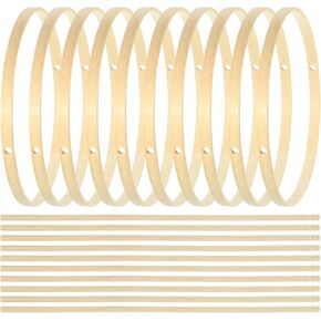 Patikil 8 بوصة الخيزران Macrame طوق مع 12 بوصة العصي ، 10pcs حلقات خشبية الأزهار الأزهار لديك