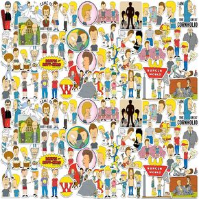 Beavis and Butthead 50CT Vinyl Large Deluxe Stickers Variety Pack - Laptop, Water Bottle, Scrapbooking, Tablet, Skateboard, Indoor/Outdoor - Set of 50