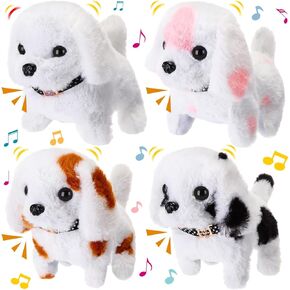Poen 4 PCS Plush Dog Toys المشي التفاعلي الإلكترونية ، النباح ، جرو يهز الذيل للأطفال ، كلاب ألعاب المشي واللحاء ، جرو واقعية لتخرج الأطفال ، عيد ميلاد ، هدايا عيد الفصح للأطفال