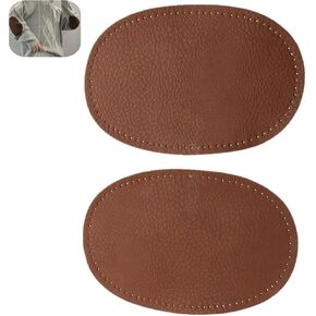 2 Pcs Elbow Patches for Jackets, Iron-on Patches Pu Leather Elbow Sweater Jackets Trousers Patches Oval Elbow Knee Patches Restoration Accessories Craft Supply Sewing Appliques, Brown