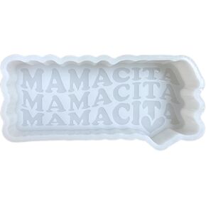 Mamacita Latina Mama Car Silicone Mold 2 × 4.5 × 1.2 بوصة مع كلمات ونقلت Curvey Letters Mom for Aroma Beads Oven Safe حتى 450 F Freshie Supplies