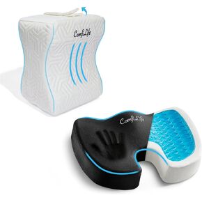ComfiLife Gel Enhanced Seat Cushion & Cooling Knee Pillow Bundle – Seat Cushion for Office Chair – Leg Pillow for Side Sleeping