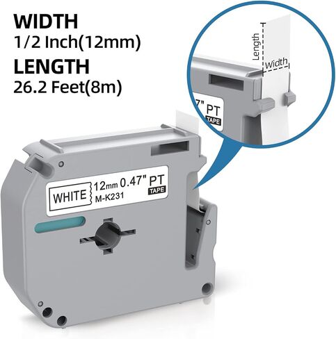 6 Pack Color Compatible with Brother P-Touch Label Tape 12mm 0.47 Replace for Brother Label Maker Tape Compatible with P Touch PT-65 PT-70 PT-85 PT-90 PT-M95 Label Maker Refills in Saudi Arabia