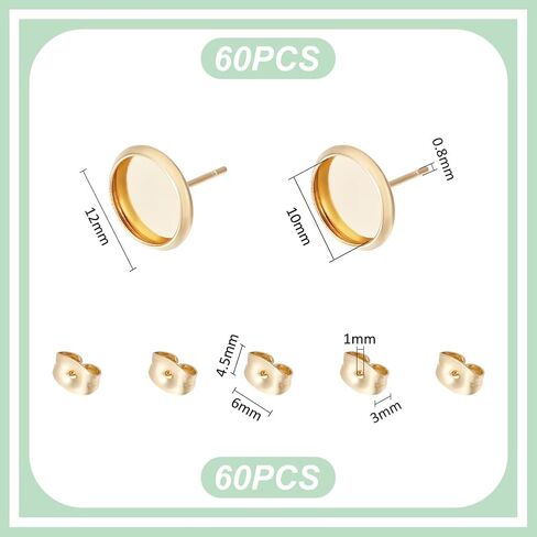 UniCraftale 60pcs 18k الذهب المطلي بالفولاذ المقاوم للصدأ النتائج التي نتائج طعونة كلاسيكية in Kuwait