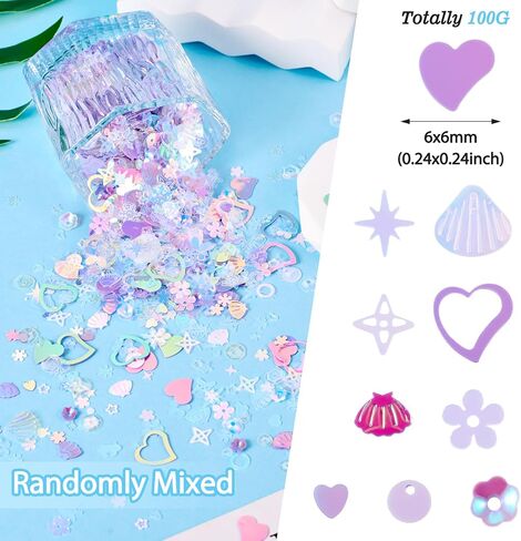 Beadthoven 100G Sequins and Spangles for Crafts, Pastel Color Mix Shape Sequins Supplies Iridescent Glittery Flakes Paillette DIY Art Sequins for Christmas Clothes Party Decorations Embellishment in Kuwait