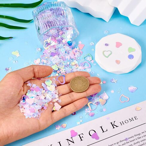 Beadthoven 100G Sequins and Spangles for Crafts, Pastel Color Mix Shape Sequins Supplies Iridescent Glittery Flakes Paillette DIY Art Sequins for Christmas Clothes Party Decorations Embellishment in Kuwait