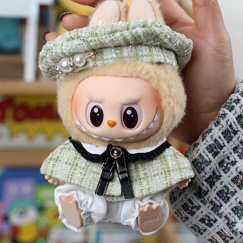 Labubu Clothes, Accessories for Labubu Doll, Outfit Set 4 Pieces Suitable for 15 cm Doll, Cloak Clothes for Labubu Keychain, Stylish Labubu Outfit Replacement in Kuwait