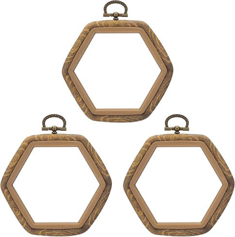 PATIKIL 4x3.7inch Embroidery Hoops, 3Pieces Imitated Wood Hexagon Frame Cross Stitch Hoop Ring for Embroidery Art Craft Sewing Ornaments Hanging Decoration in Kuwait