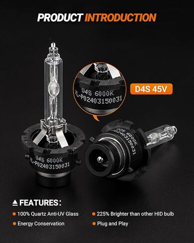 SEALIGHT D2S HID Bulbs, 6000K Cool White 35W 85122 66240 66040 66240CBI (85122C1) for HID Assembly, Pack of 2 in Kuwait
