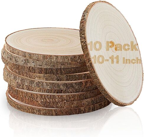 Set of (10) 10-11 Inches Large Wood Slices, Wood Centerpieces for Tables, Wood Slices for Centerpieces, Unfinished Wood Rounds for Wedding, Baby Shower, Party, Natural Paulownia Wooden Slabs in Saudi Arabia
