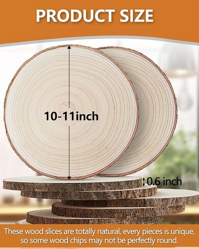 Set of (10) 10-11 Inches Large Wood Slices, Wood Centerpieces for Tables, Wood Slices for Centerpieces, Unfinished Wood Rounds for Wedding, Baby Shower, Party, Natural Paulownia Wooden Slabs in Saudi Arabia