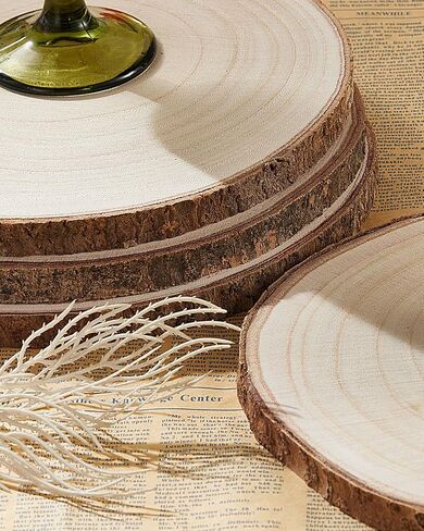 Set of (10) 10-11 Inches Large Wood Slices, Wood Centerpieces for Tables, Wood Slices for Centerpieces, Unfinished Wood Rounds for Wedding, Baby Shower, Party, Natural Paulownia Wooden Slabs in Saudi Arabia