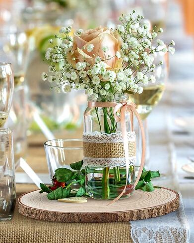 Set of (10) 10-11 Inches Large Wood Slices, Wood Centerpieces for Tables, Wood Slices for Centerpieces, Unfinished Wood Rounds for Wedding, Baby Shower, Party, Natural Paulownia Wooden Slabs in Saudi Arabia