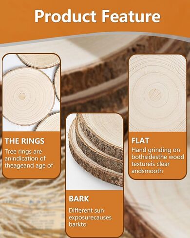 Set of (10) 10-11 Inches Large Wood Slices, Wood Centerpieces for Tables, Wood Slices for Centerpieces, Unfinished Wood Rounds for Wedding, Baby Shower, Party, Natural Paulownia Wooden Slabs in Saudi Arabia
