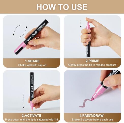 مجموعة علامات Artkey Neon Chalk - 8 حزمة مع نصائح قابلة للانعكاس (إزميل ورصاصة) للزجاج والنوافذ والأسطح غير المسامية - ألوان الفلورسنت النابضة بالحياة لمشاريع الفن والحرف in Kuwait