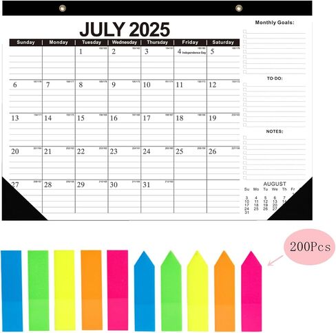 Desk Calendar with 200 Sticky Tabs - 18 Month Desk Planner (Jul 2025 - Dec 2026), Large 17" x 12" Size in Saudi Arabia