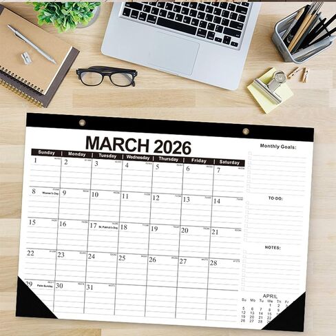 Desk Calendar with 200 Sticky Tabs - 18 Month Desk Planner (Jul 2025 - Dec 2026), Large 17" x 12" Size in Saudi Arabia