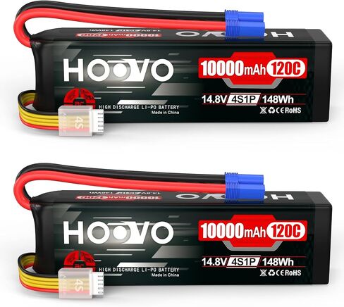 HOOVO 6S Lipo Battery 22.2V 10000mAh 120C RC Battery EC5 Plug Soft Case Compatible for RC Cars, Drones, DJI, FPV, RC Plane, Racing Hobby 2 Pack in Saudi Arabia