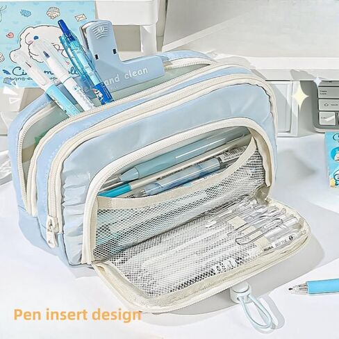 Pencil Case Big Capacity Pen Holder Large Opening Pencil Pouch Box Cute Aesthetic Drawstring Pen Case (Strawberry Pink) in Kuwait