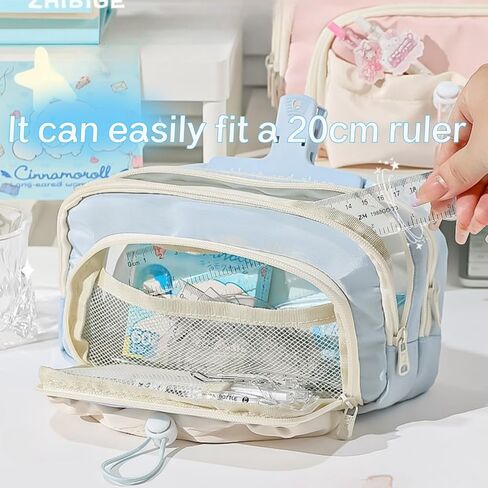 Pencil Case Big Capacity Pen Holder Large Opening Pencil Pouch Box Cute Aesthetic Drawstring Pen Case (Strawberry Pink) in Kuwait