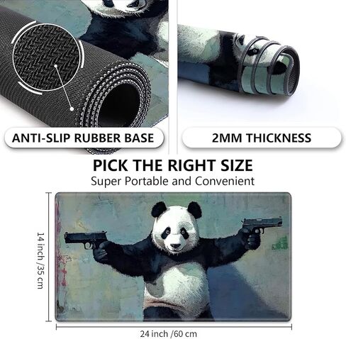 Playmat for MTG,Game Mat 24 x 14 inches, Non Slip Rubber Backing TCG and Board Game Mat for Cards,Mousepad Desk Mats-Panda in Saudi Arabia