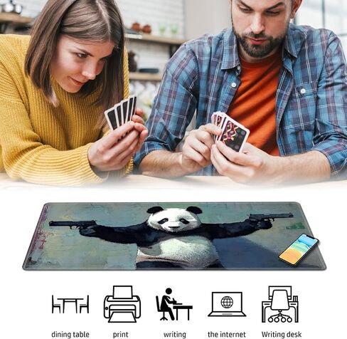 Playmat for MTG,Game Mat 24 x 14 inches, Non Slip Rubber Backing TCG and Board Game Mat for Cards,Mousepad Desk Mats-Panda in Saudi Arabia