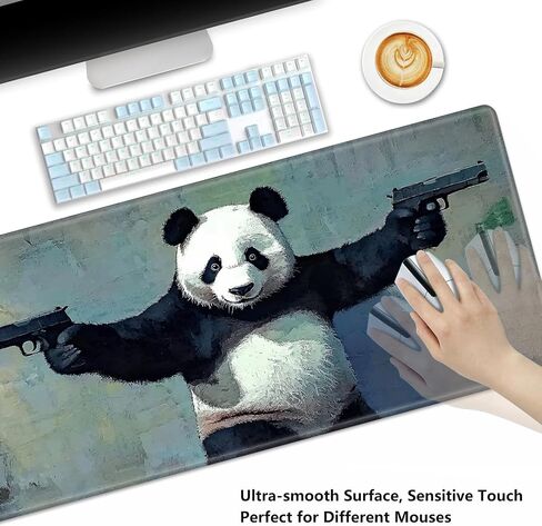 Playmat for MTG,Game Mat 24 x 14 inches, Non Slip Rubber Backing TCG and Board Game Mat for Cards,Mousepad Desk Mats-Panda in Saudi Arabia