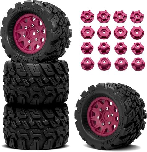 عجلات وإطارات OGRC 12 مم/14 مم إطارات شاحنة RC مع إدراج الرغوة لـ 1/10 ARCRMA GRANITE LOSI REDCAT RC4WD RC Monster Truck (Green) in Kuwait