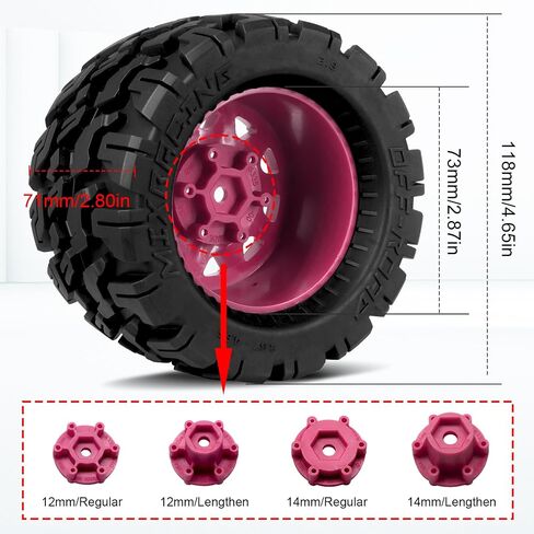 عجلات وإطارات OGRC 12 مم/14 مم إطارات شاحنة RC مع إدراج الرغوة لـ 1/10 ARCRMA GRANITE LOSI REDCAT RC4WD RC Monster Truck (Green) in Kuwait