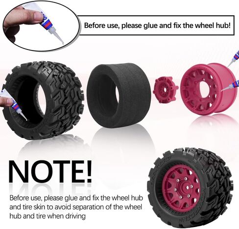 عجلات وإطارات OGRC 12 مم/14 مم إطارات شاحنة RC مع إدراج الرغوة لـ 1/10 ARCRMA GRANITE LOSI REDCAT RC4WD RC Monster Truck (Green) in Kuwait