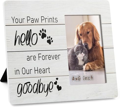 Golden State Art Dog Memorial Picture Frame - 4x6 Pet Picture Frame for Dog Loss - Paw Prints Remembrance Photo Frame, Tempered Glass, Wall & Tabletop Display (Brown) in Saudi Arabia