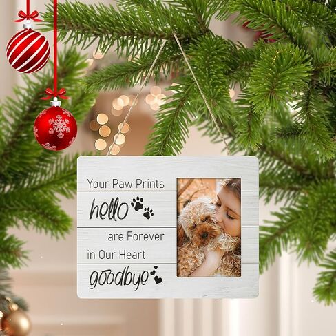 Golden State Art Dog Memorial Picture Frame - 4x6 Pet Picture Frame for Dog Loss - Paw Prints Remembrance Photo Frame, Tempered Glass, Wall & Tabletop Display (Brown) in Saudi Arabia