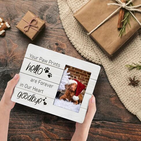 Golden State Art Dog Memorial Picture Frame - 4x6 Pet Picture Frame for Dog Loss - Paw Prints Remembrance Photo Frame, Tempered Glass, Wall & Tabletop Display (Brown) in Saudi Arabia