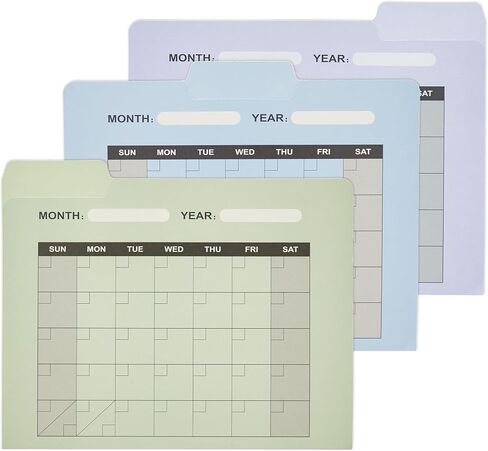 Y YOMA 12 Pack Colored File Folders Letter Size Calendar Design File Folder with 1/3-Cut Tab Cute Pretty Decorative Heavyweight Filing Folder File Organizers for Office School Home, Soft Color in Kuwait