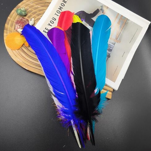 GOODIY Burgundy Turkey Feathers, 22 Pcs Natural Feathers 10-12 inch (25-30cm) Turkey Feather for Crafts DIY Wedding Home Party Mardi Gras Decorations (Burgundy) in Kuwait