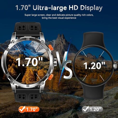 Military Smart Watches for Men with LED Flashlight, Tactical Rugged Smart watch with 1.45" HD, 3ATM Waterproof & Compass, Sports Fitness Tracker with Heart rate/SPO2/Sleep Monitor for iPhone Android in Saudi Arabia